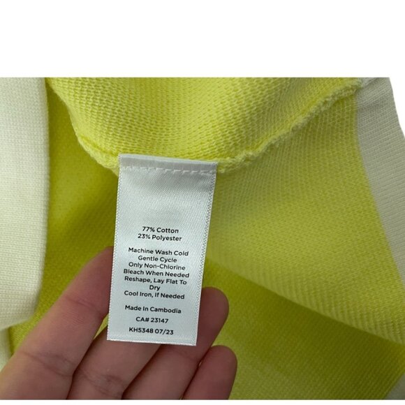 Talbots Womens Sweater Top Size XL Yellow White Knit Crew Neck Pullover NWT - Picture 6 of 10